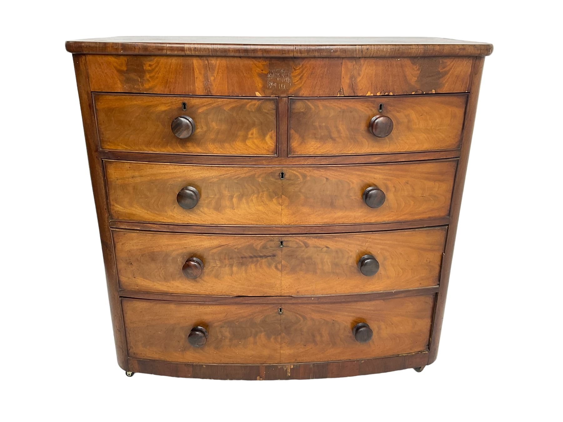 Late 19th century mahogany bow front chest