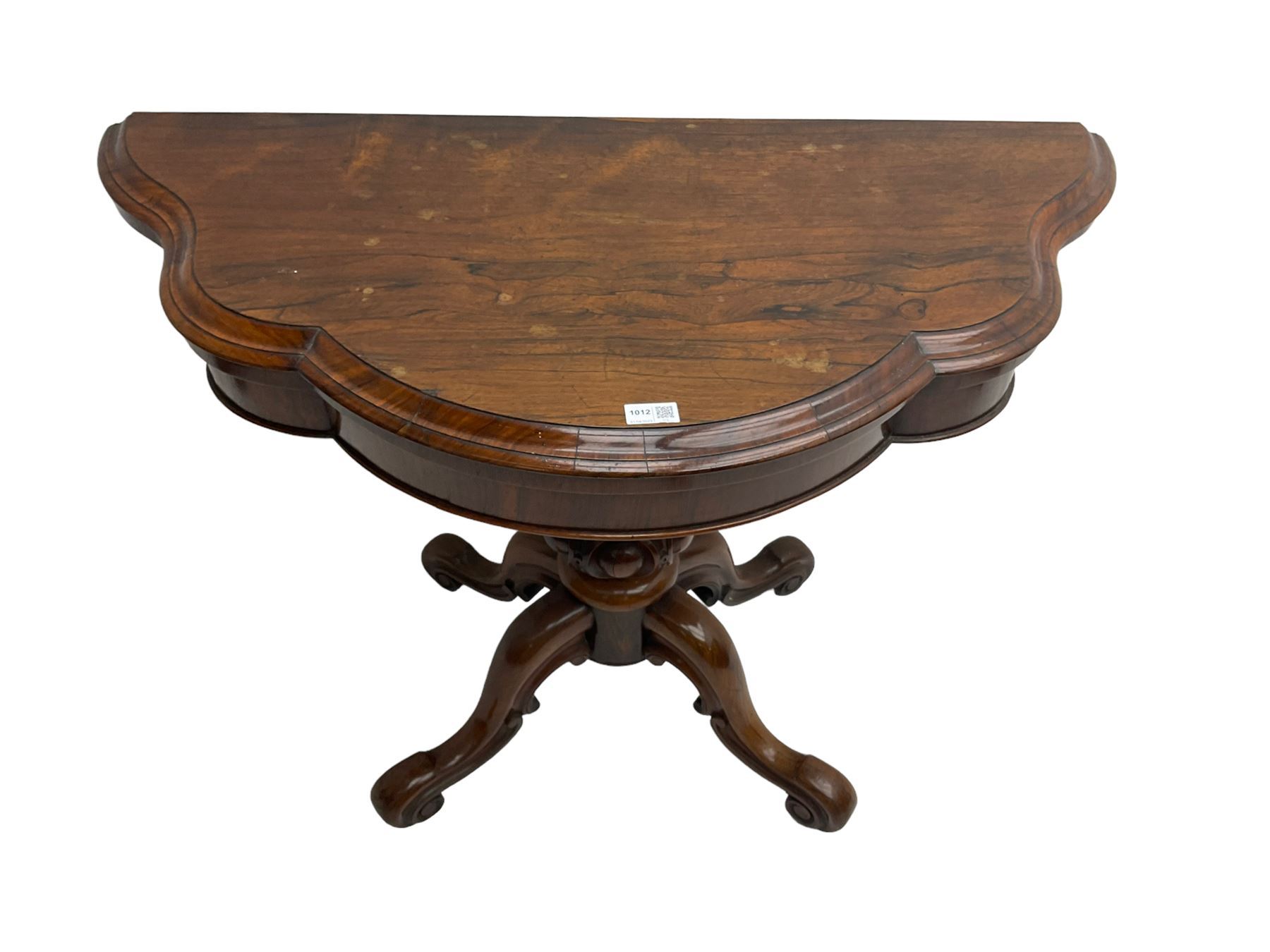 Victorian rosewood serpentine tea table - Image 2 of 7