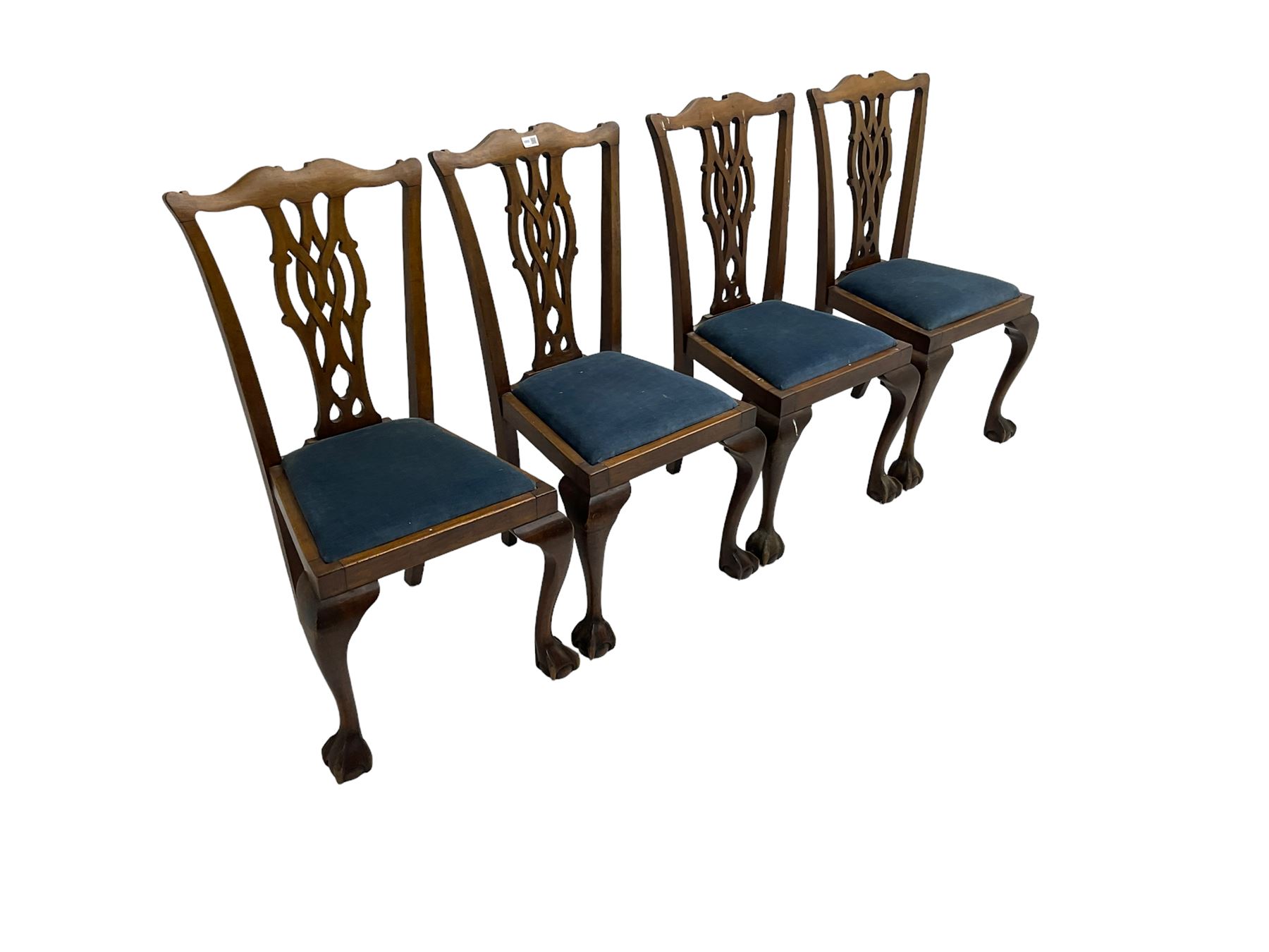 Set four George III Chippendale-style mahogany dining chairs - Image 4 of 6