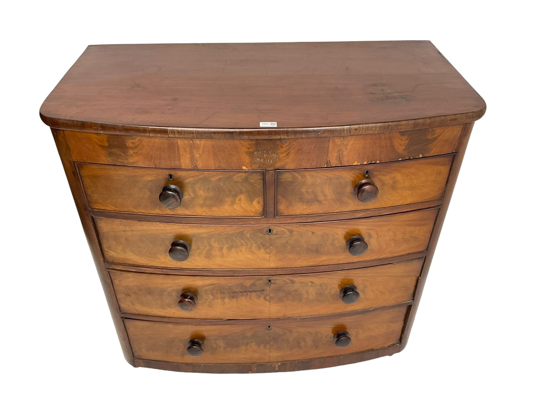 Late 19th century mahogany bow front chest - Image 7 of 7