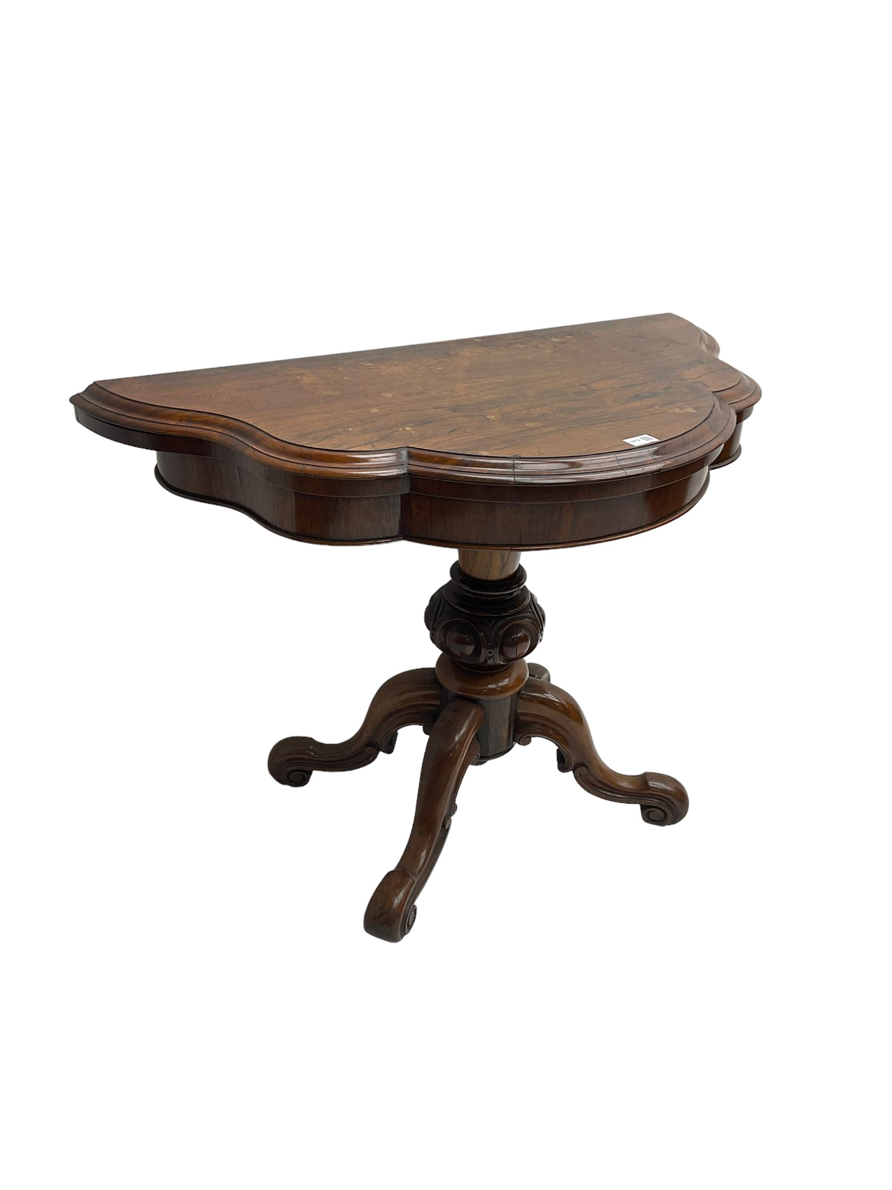 Victorian rosewood serpentine tea table - Image 6 of 7