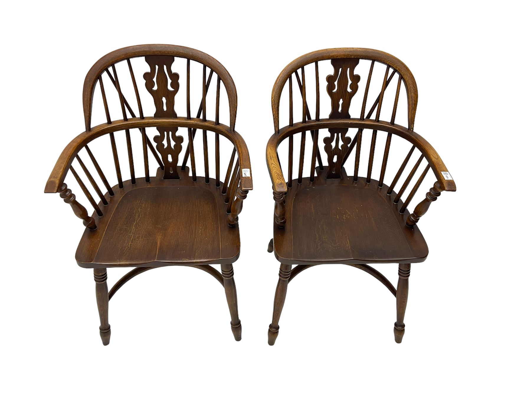 Pair late 20th century oak Windsor elbow chairs - Image 6 of 6