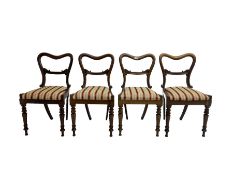 Set four late 19th century rosewood dining chairs