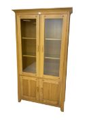 Light oak display cabinet