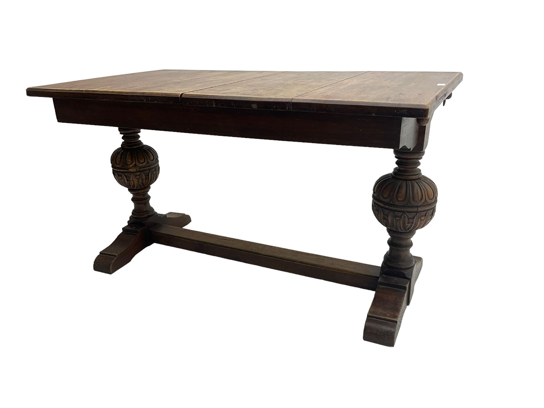 19th century oak extending dining table - Image 5 of 6