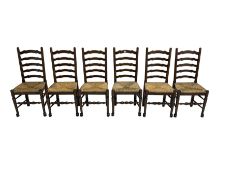 Late 20th century set six ladder back dining chairs