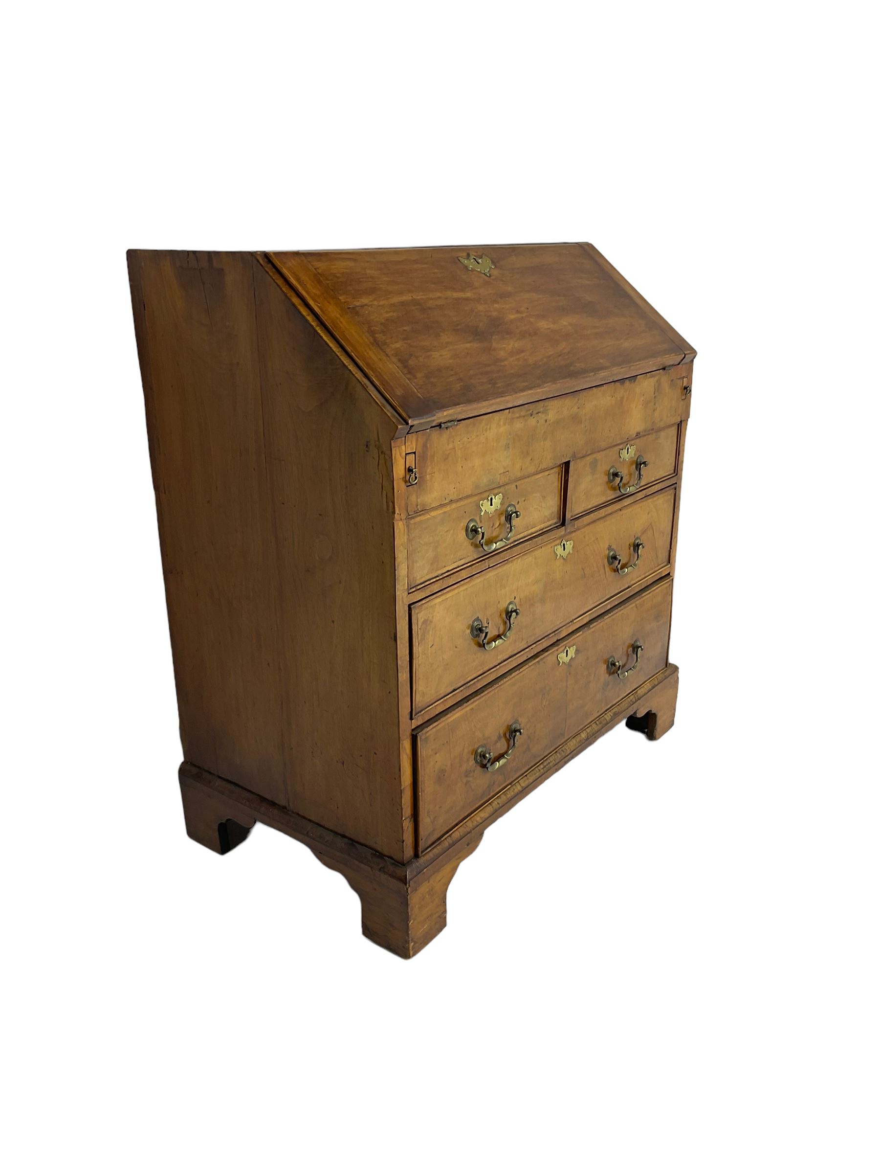 George III mahogany and walnut bureau - Image 4 of 7