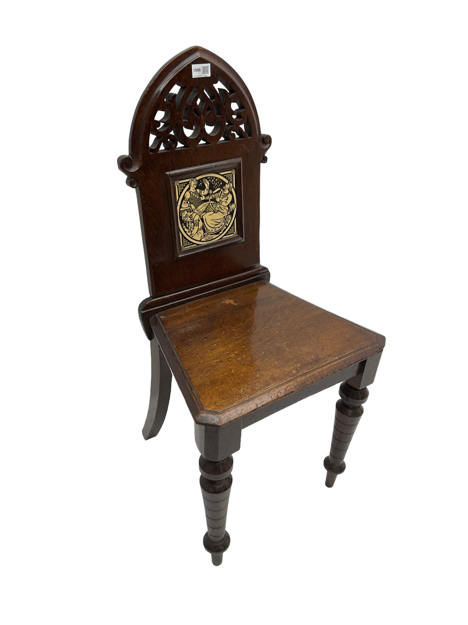 19th century oak hall chair - Image 4 of 6