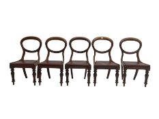 Set five late 19th century mahogany dining chairs