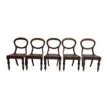 Set five late 19th century mahogany dining chairs