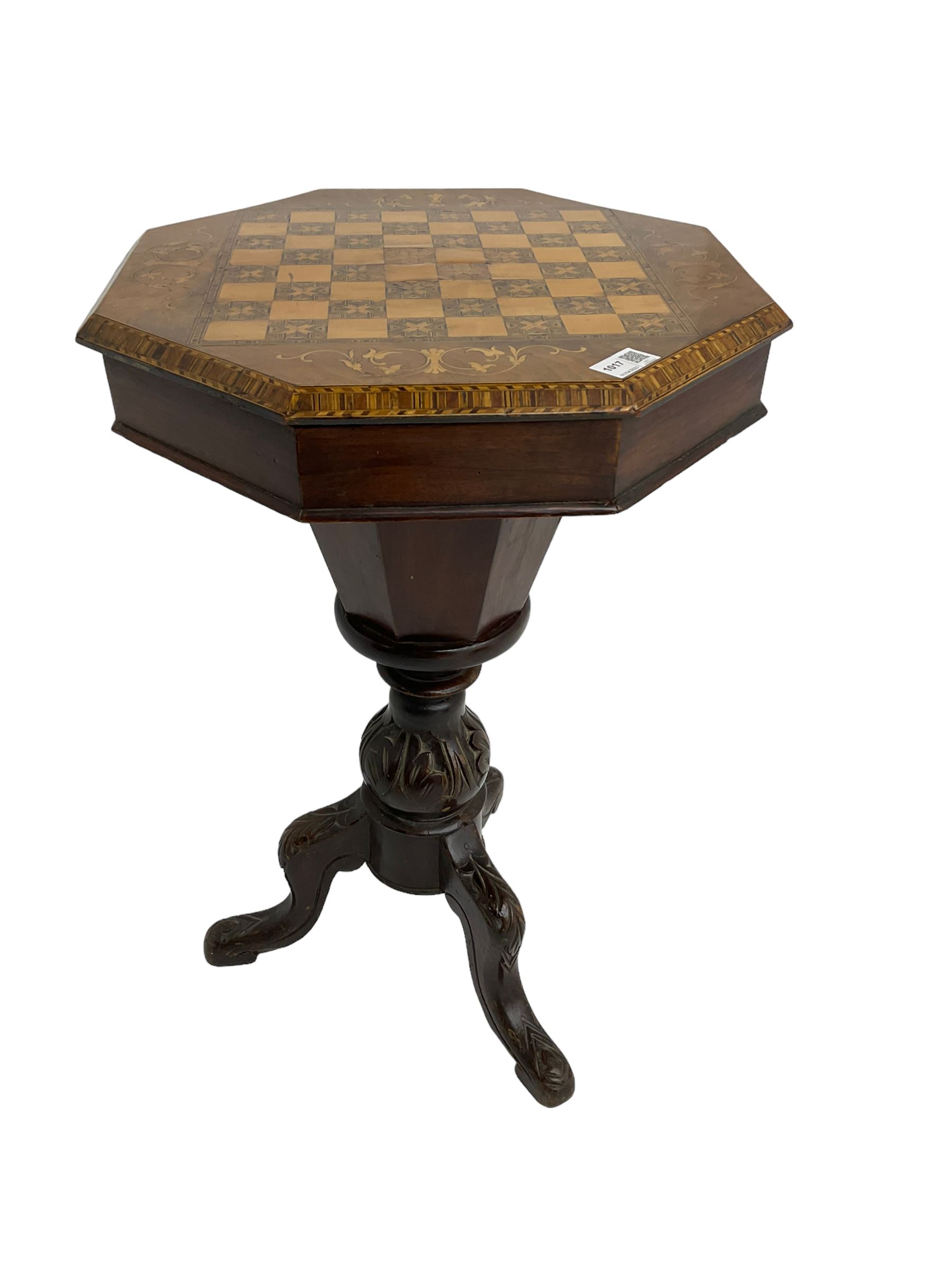 Late 19th century inlaid walnut sewing or work table - Image 3 of 6
