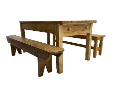 Rustic pine rectangular dining table