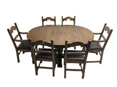20th century oak circular extending dining table