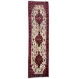 North West Persian Saveh crimson ground runner rug