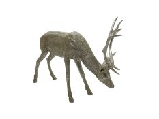 Silver finish stag statue