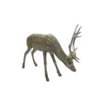 Silver finish stag statue