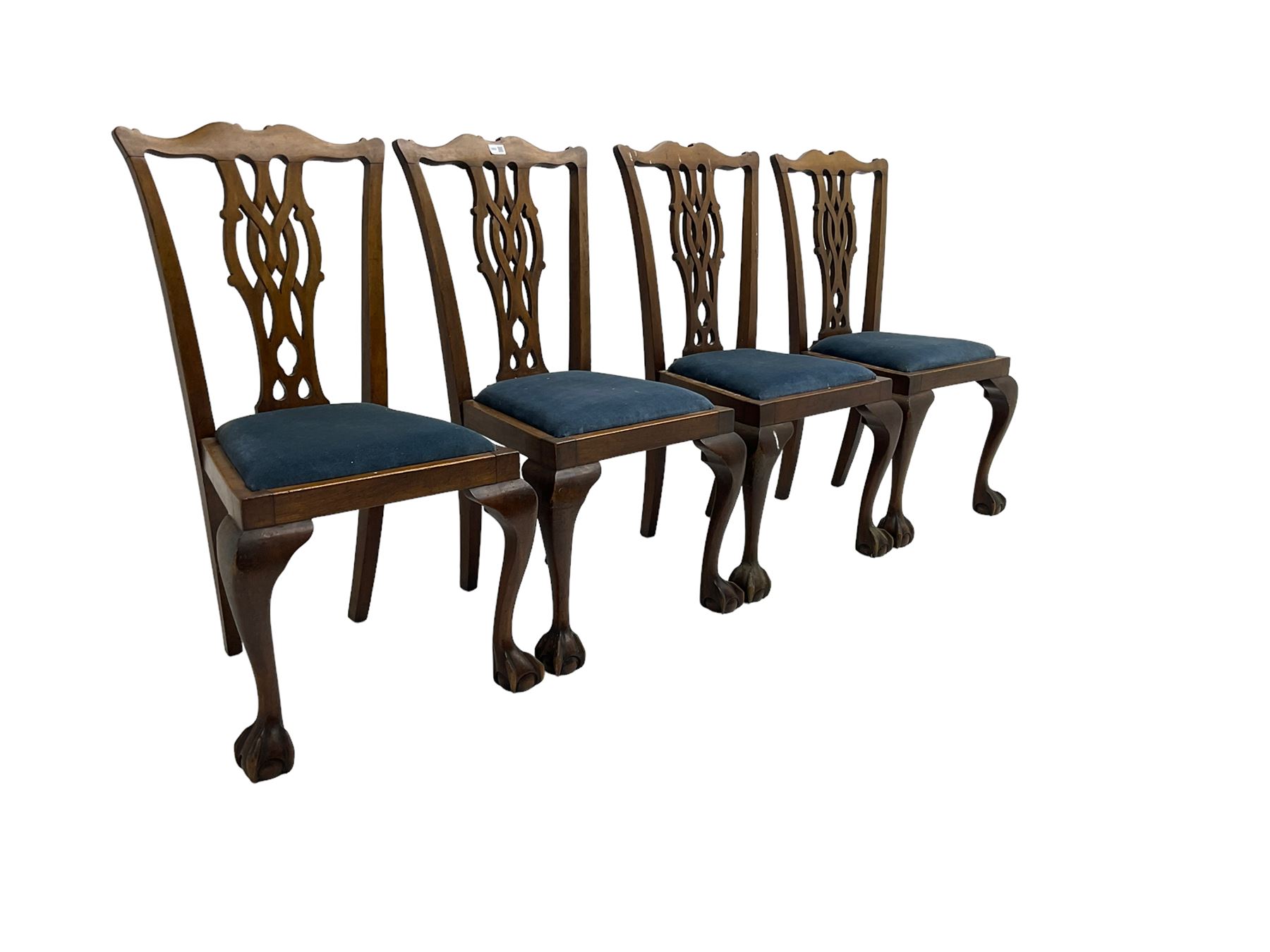 Set four George III Chippendale-style mahogany dining chairs - Image 3 of 6