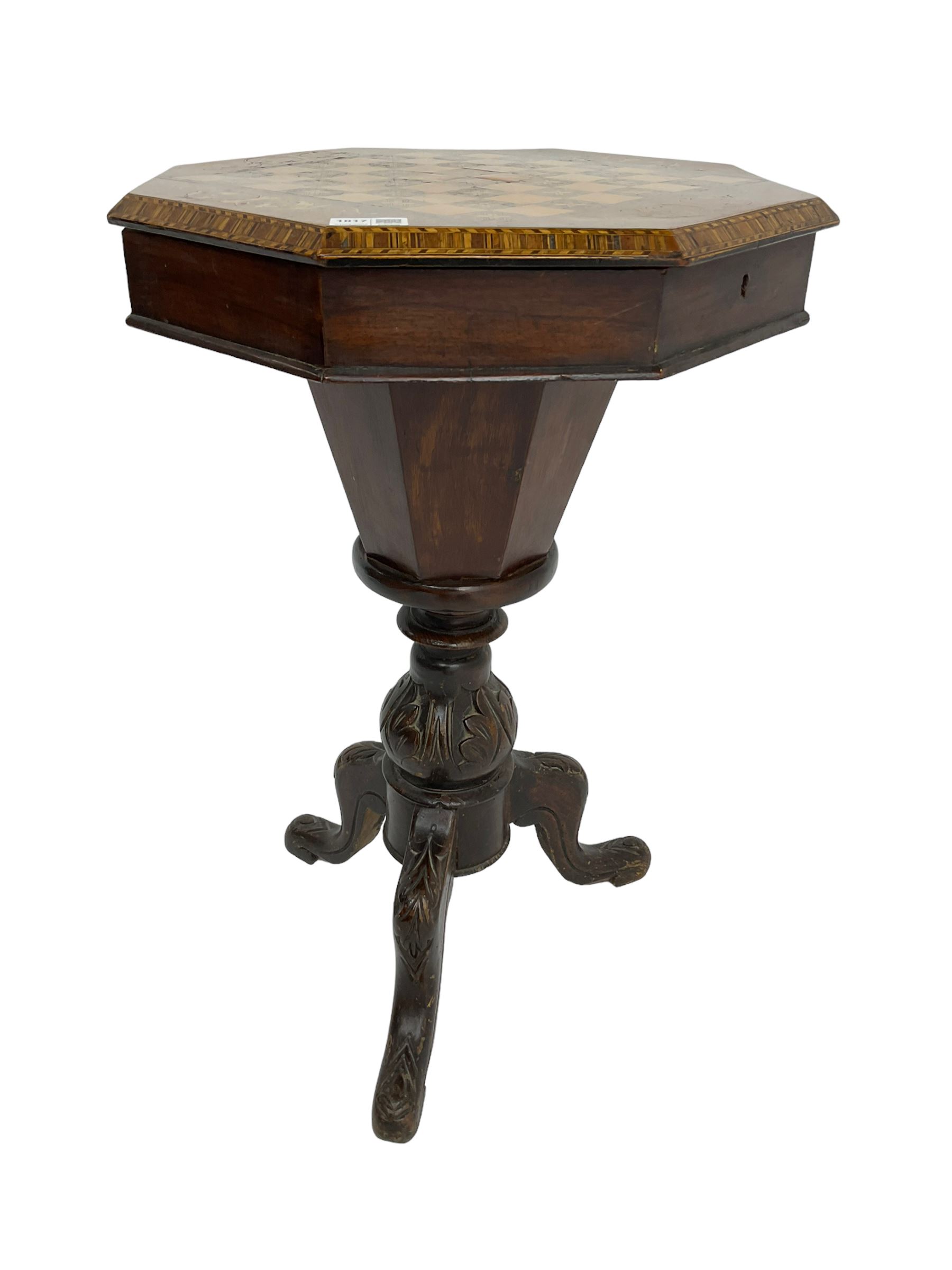 Late 19th century inlaid walnut sewing or work table