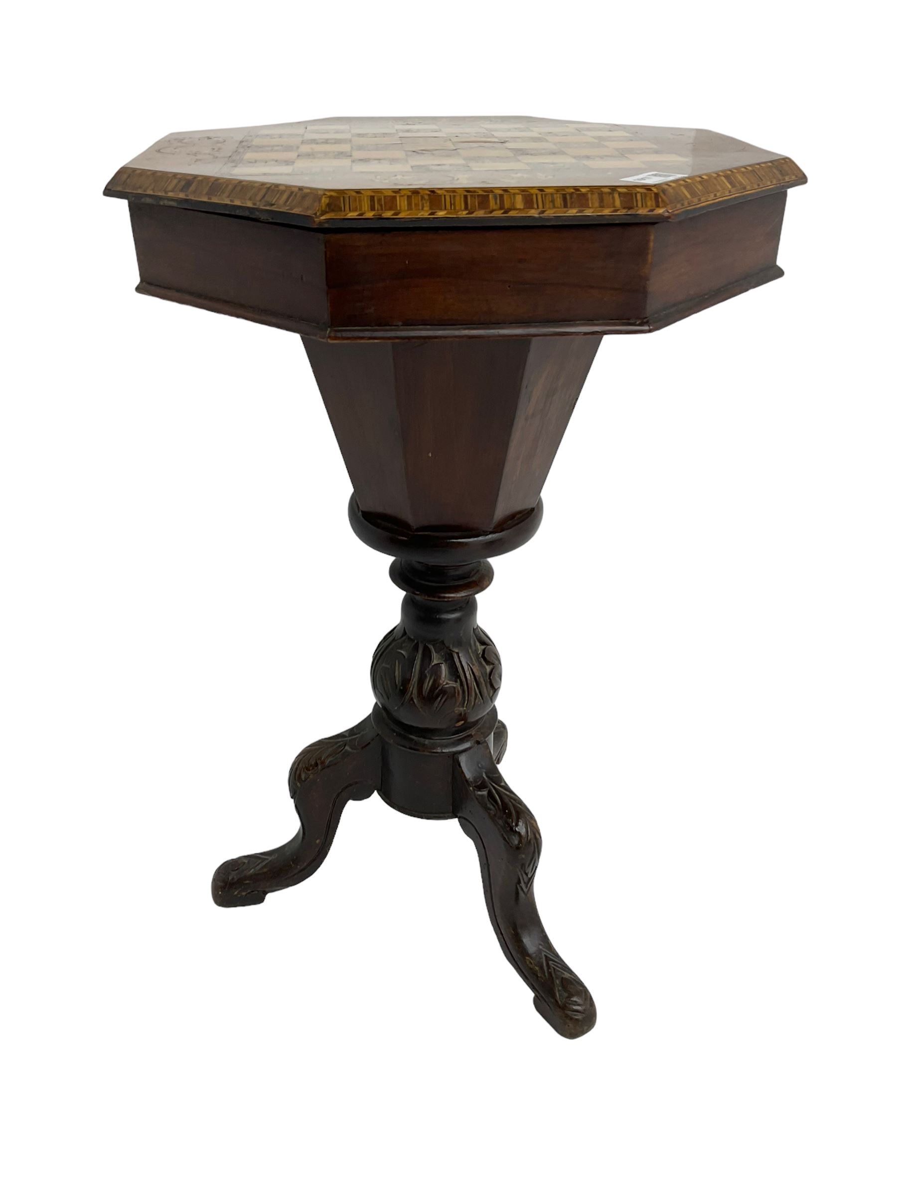 Late 19th century inlaid walnut sewing or work table - Image 5 of 6