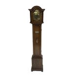 English - Mid 20th century oak three train 8-day grandmother clock