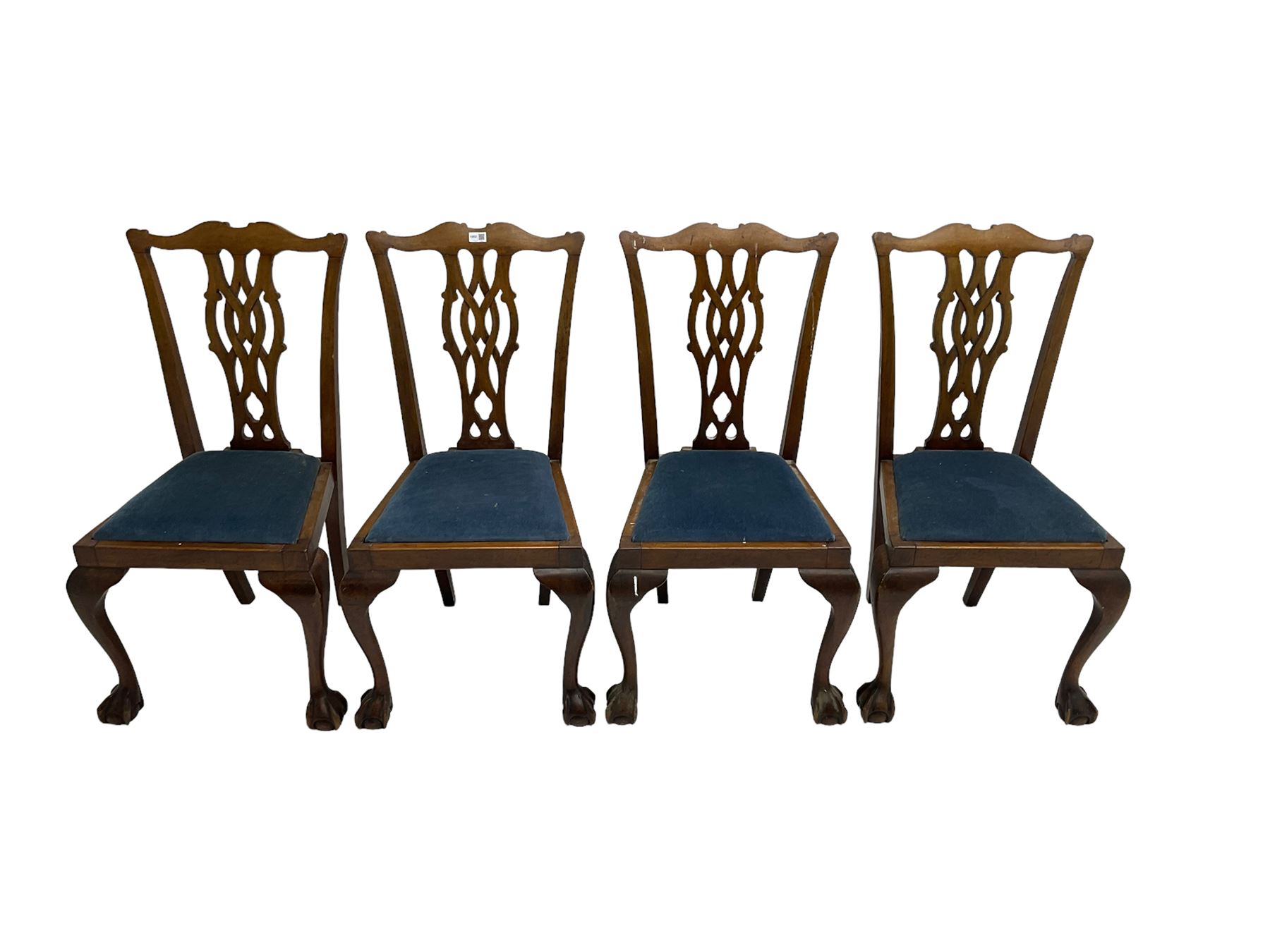 Set four George III Chippendale-style mahogany dining chairs