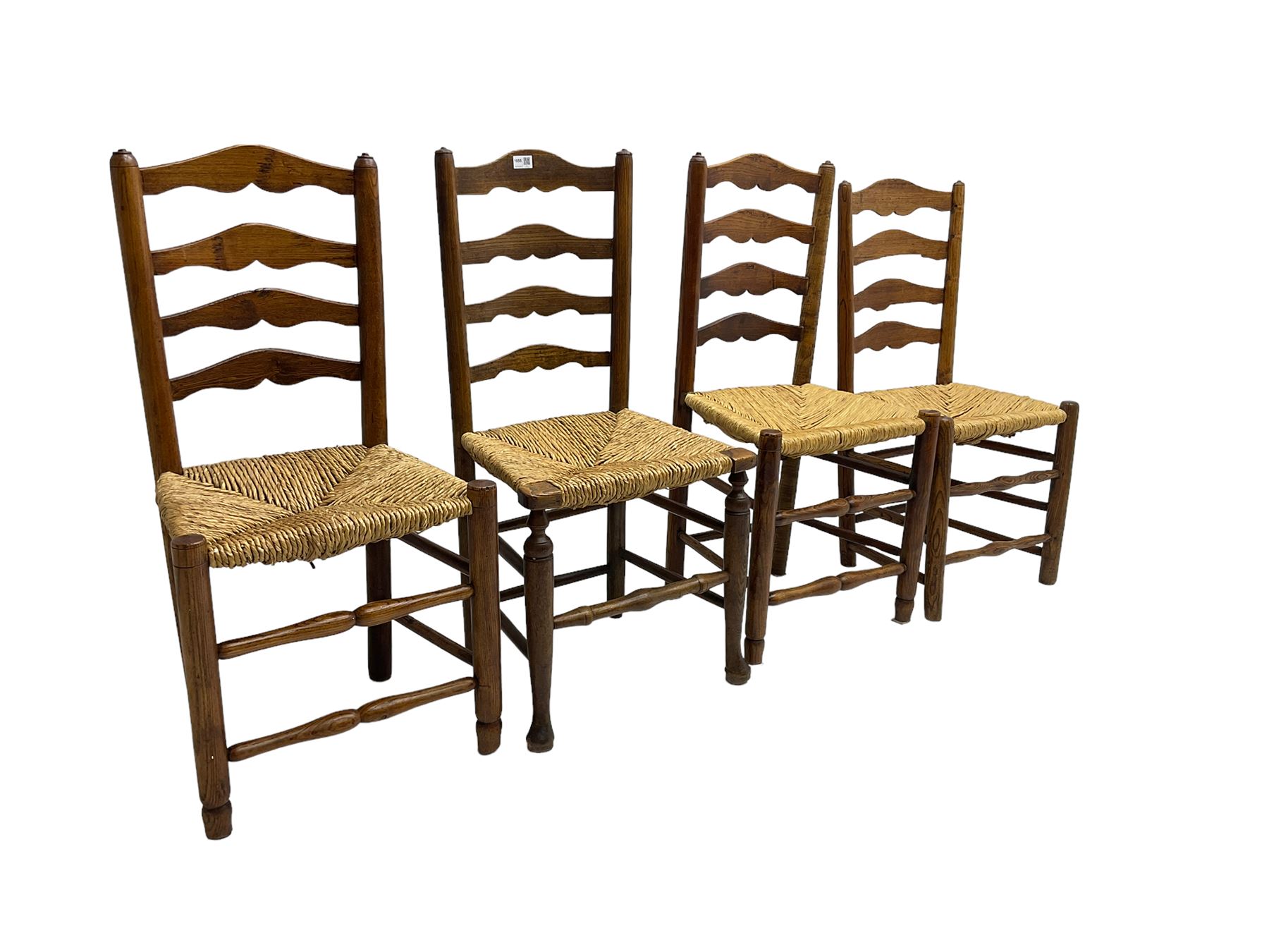 Harlequin set of nine country elm and beech chairs - pair 19th century spindle back carver armchairs - Image 6 of 13