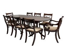 Regency design mahogany extending dining table