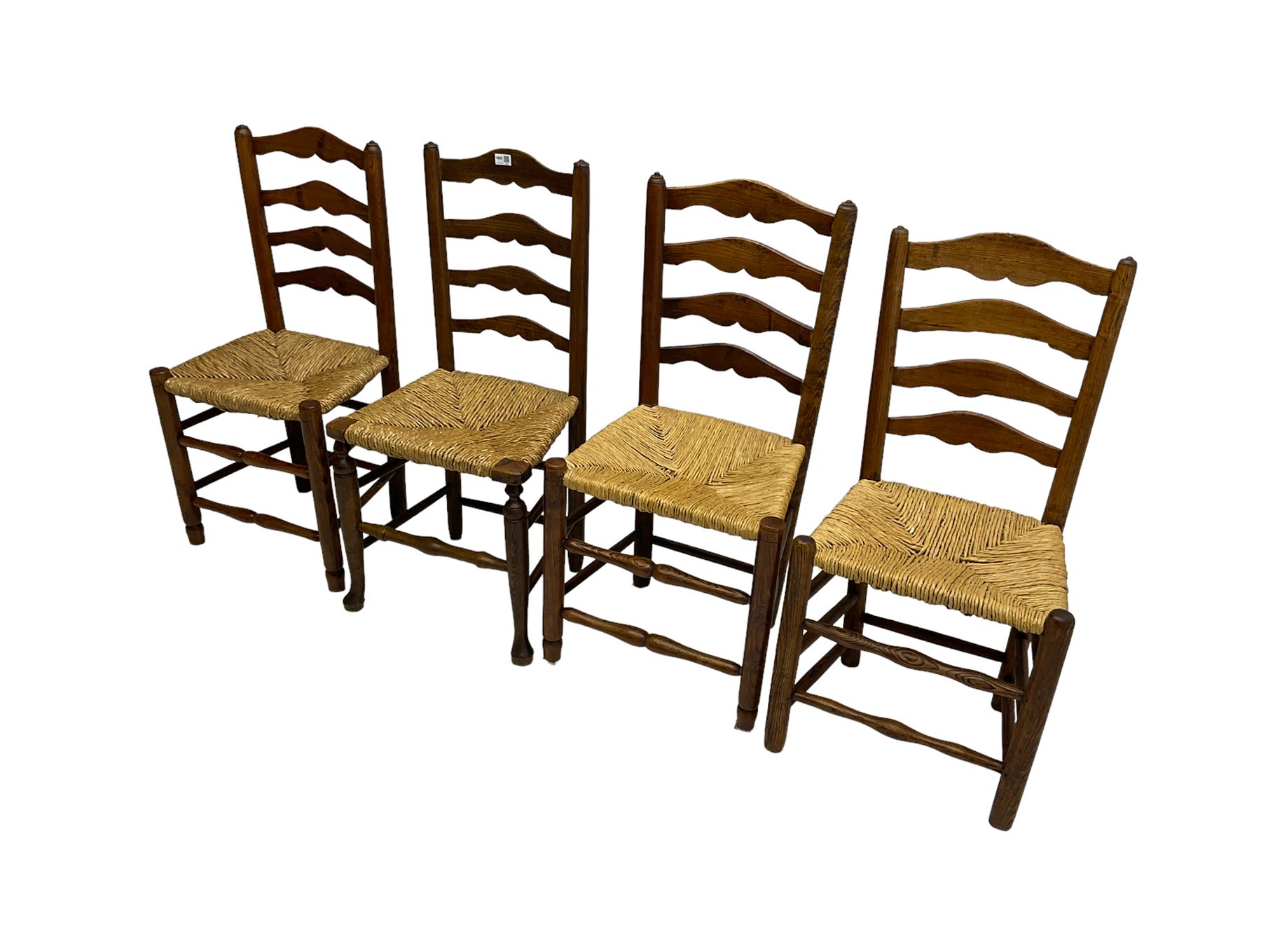 Harlequin set of nine country elm and beech chairs - pair 19th century spindle back carver armchairs - Image 5 of 13