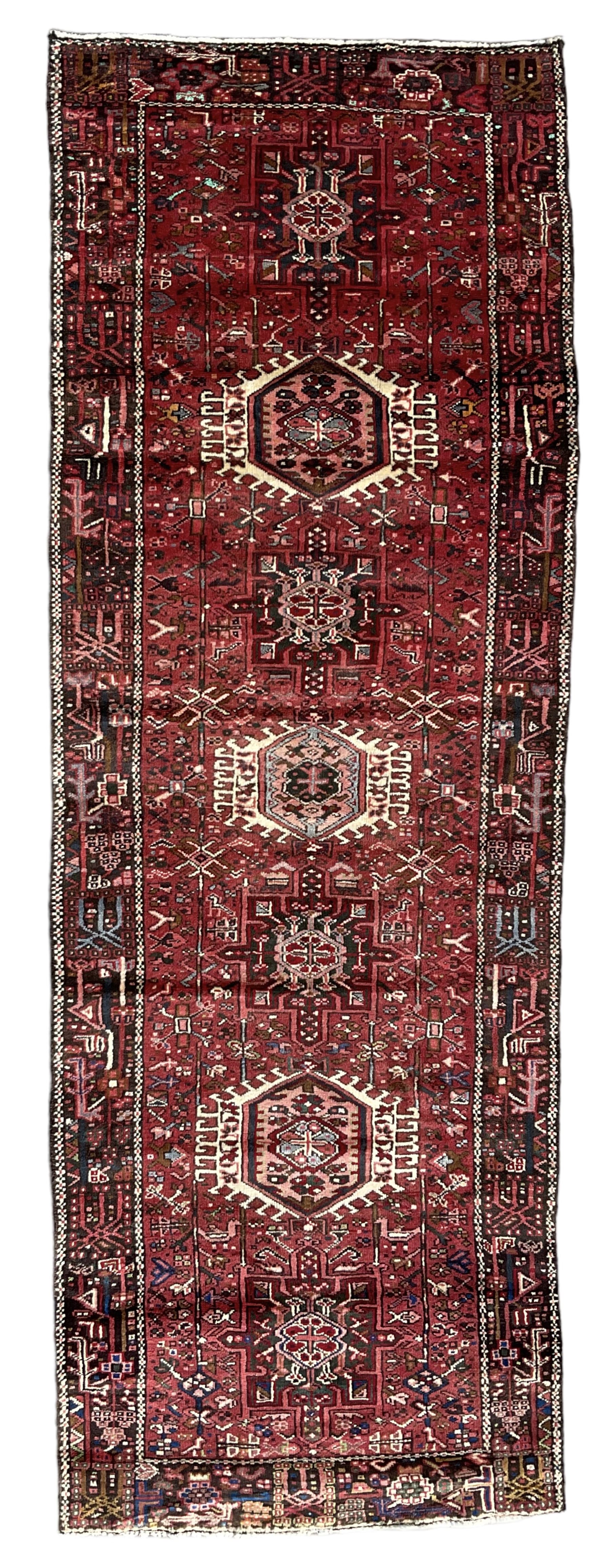 Persian Karajeh crimson ground runner rug