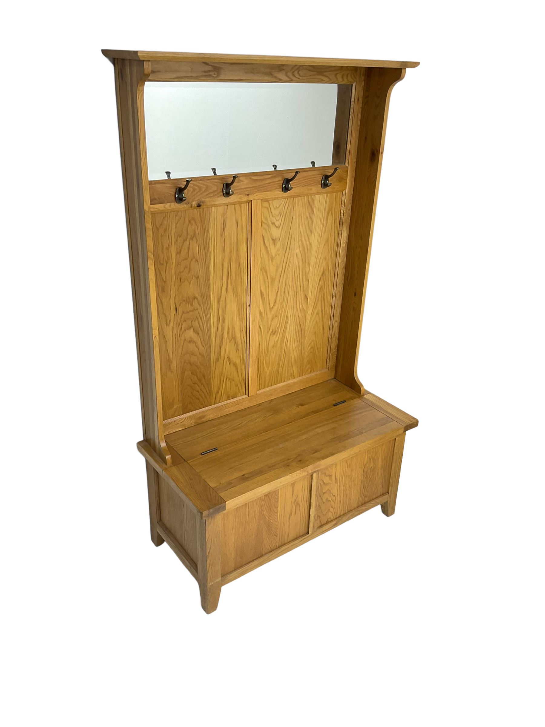 Oak mirror-back hall bench - Image 2 of 5