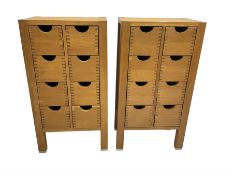 Pair oak CD cabinets