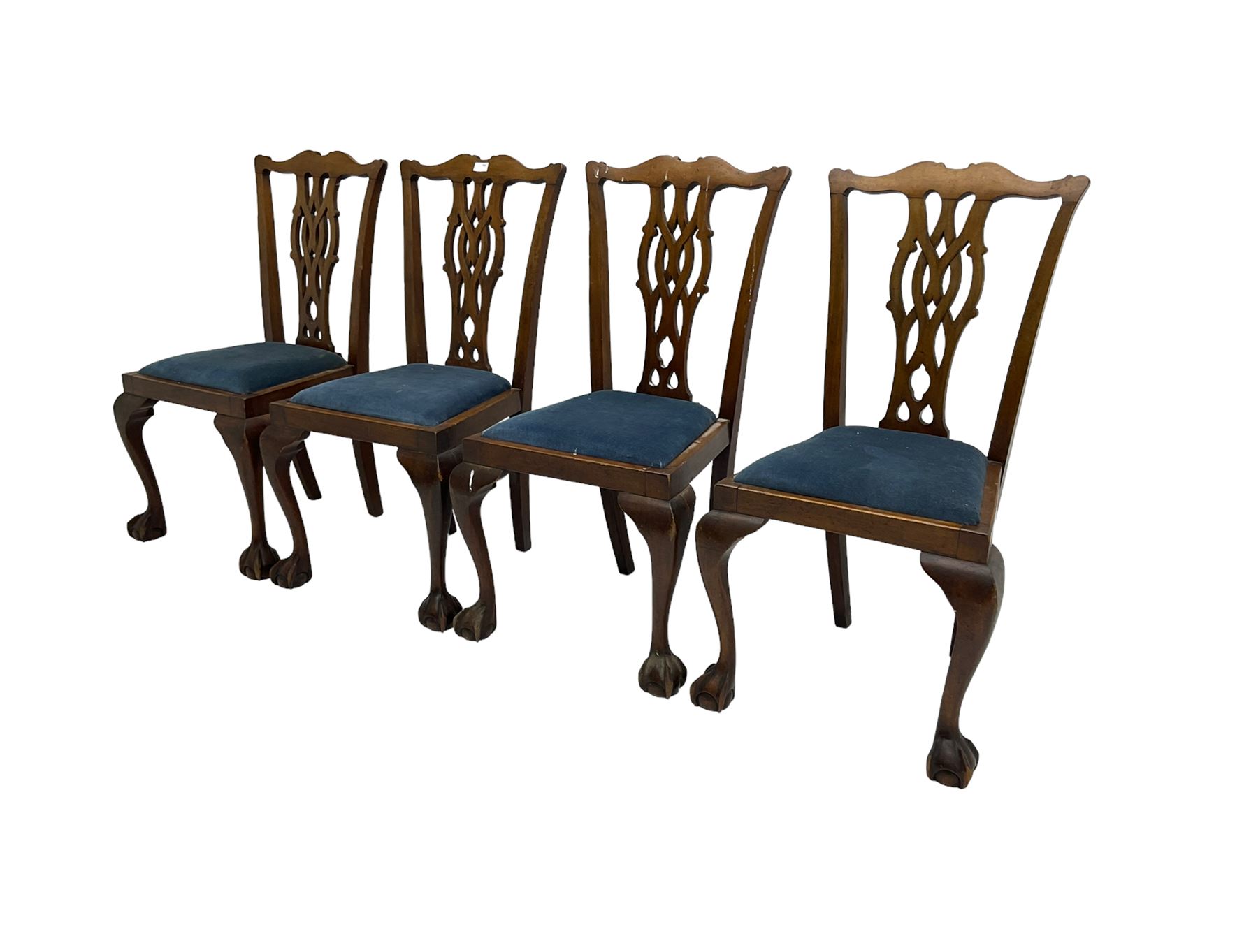 Set four George III Chippendale-style mahogany dining chairs - Image 5 of 6