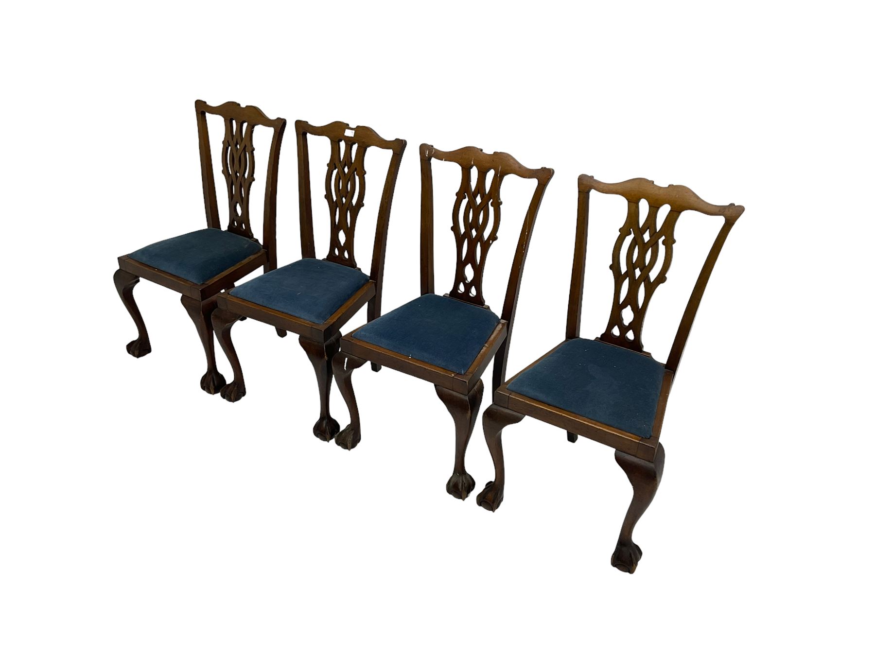 Set four George III Chippendale-style mahogany dining chairs - Image 6 of 6