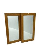 Pair light oak rectangular wall mirrors