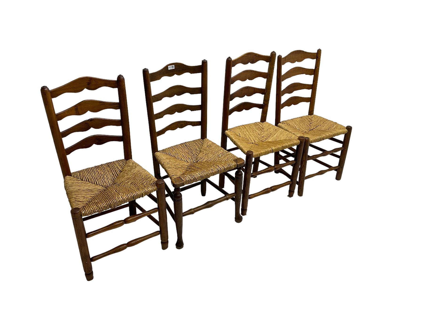 Harlequin set of nine country elm and beech chairs - pair 19th century spindle back carver armchairs - Image 7 of 13