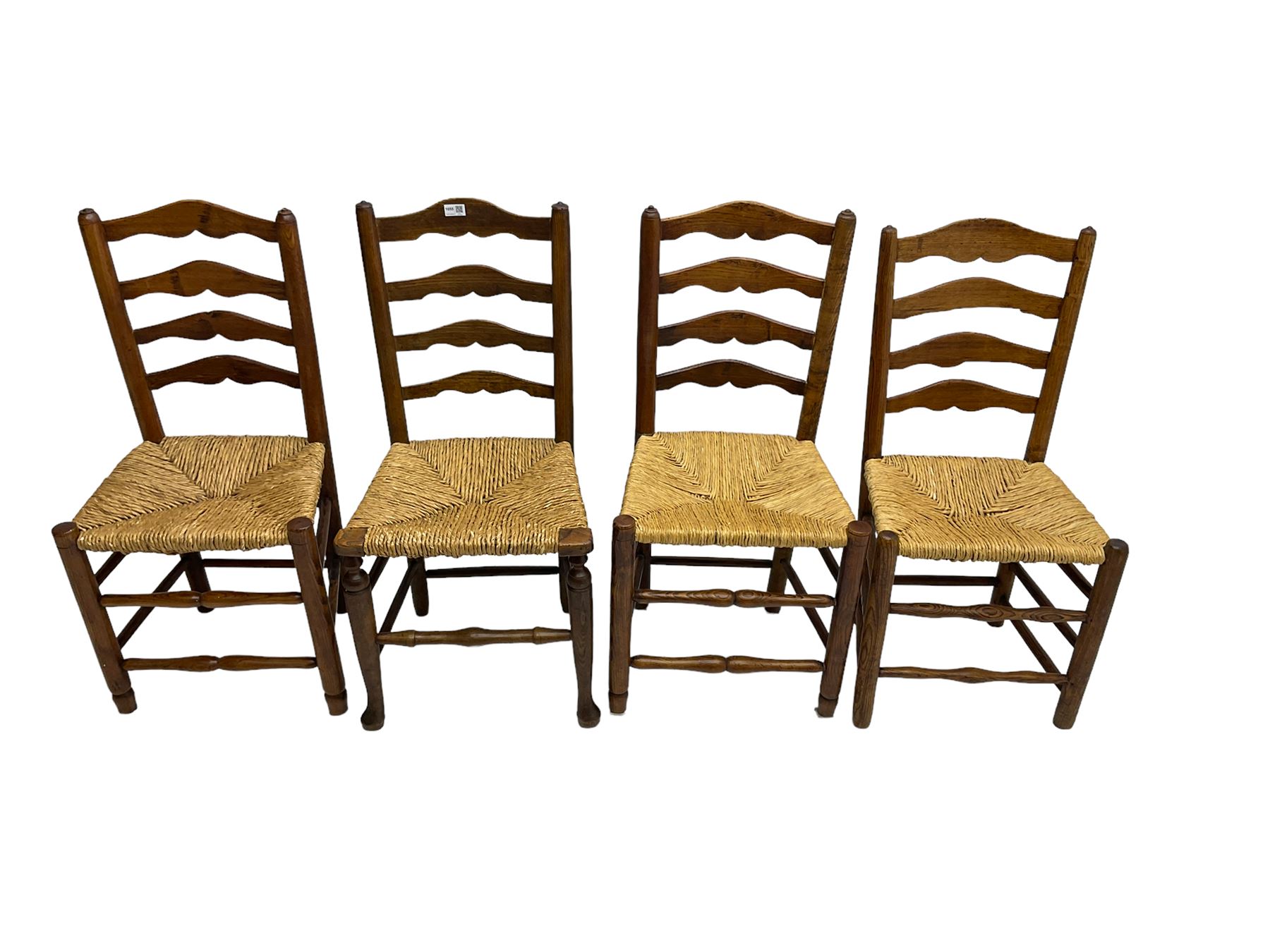 Harlequin set of nine country elm and beech chairs - pair 19th century spindle back carver armchairs - Image 9 of 13