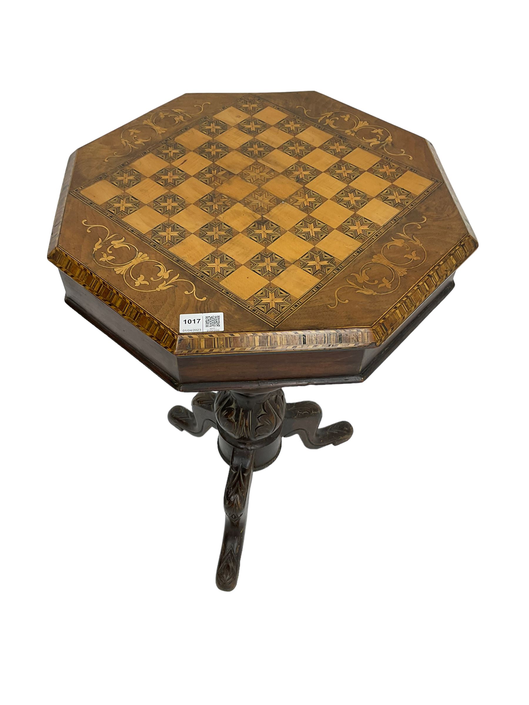 Late 19th century inlaid walnut sewing or work table - Image 2 of 6