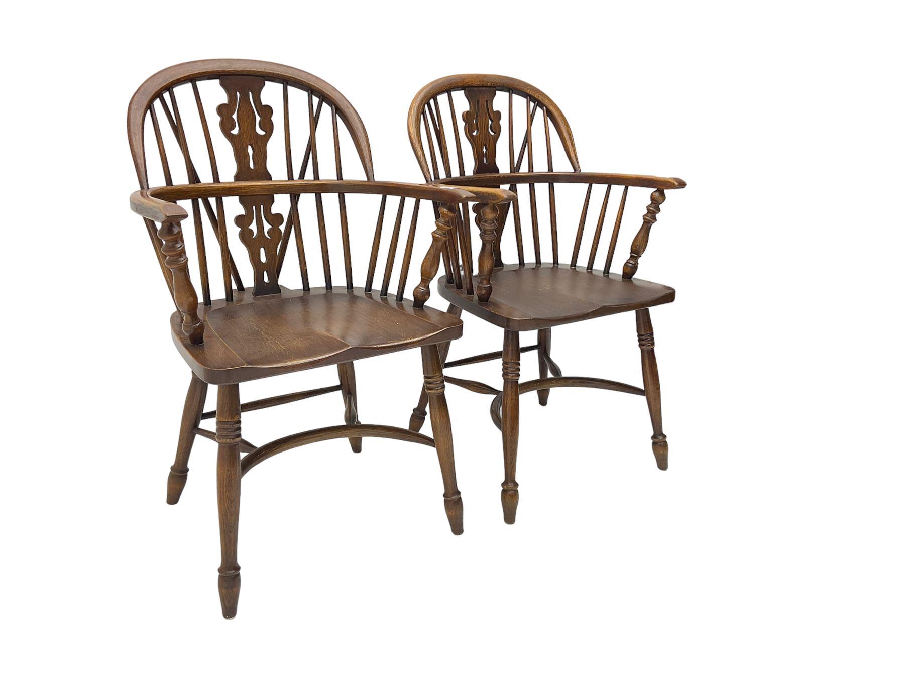 Pair late 20th century oak Windsor elbow chairs - Image 4 of 6