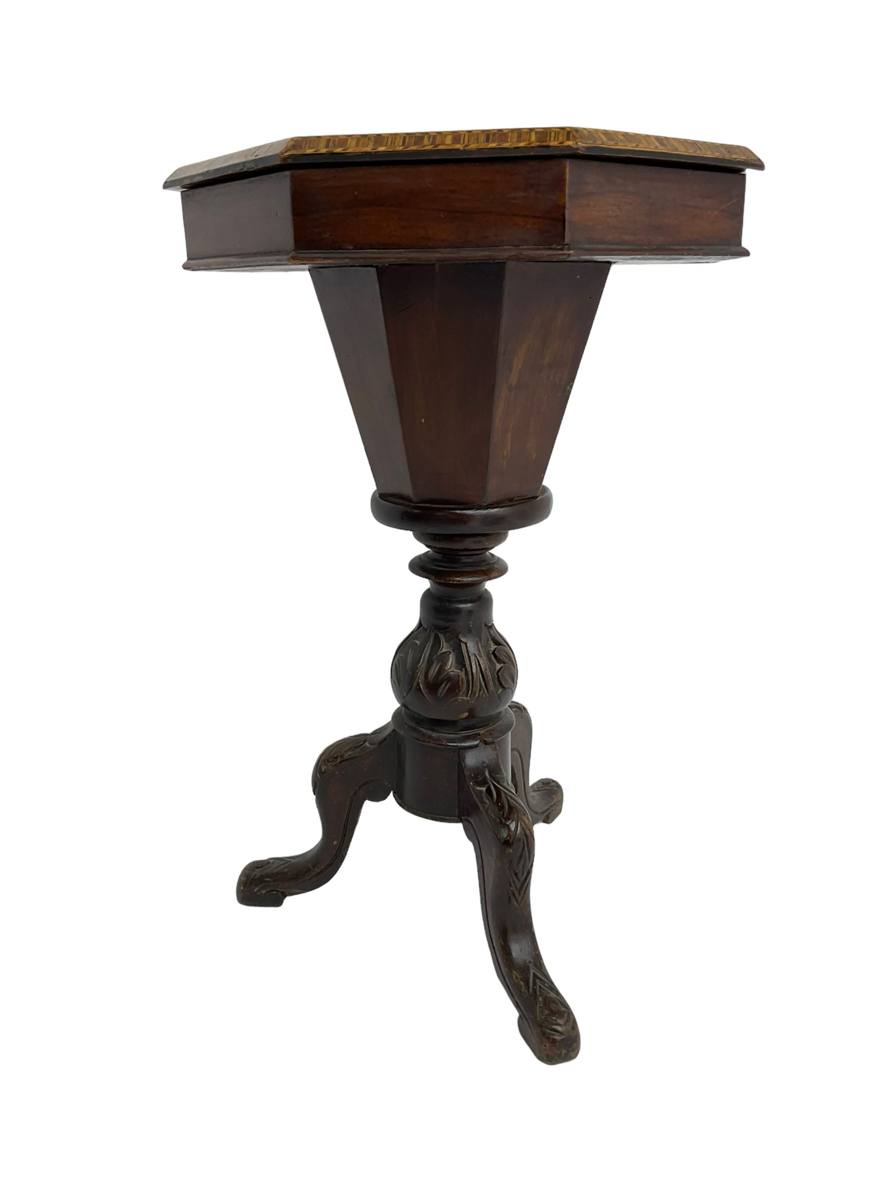 Late 19th century inlaid walnut sewing or work table - Image 6 of 6