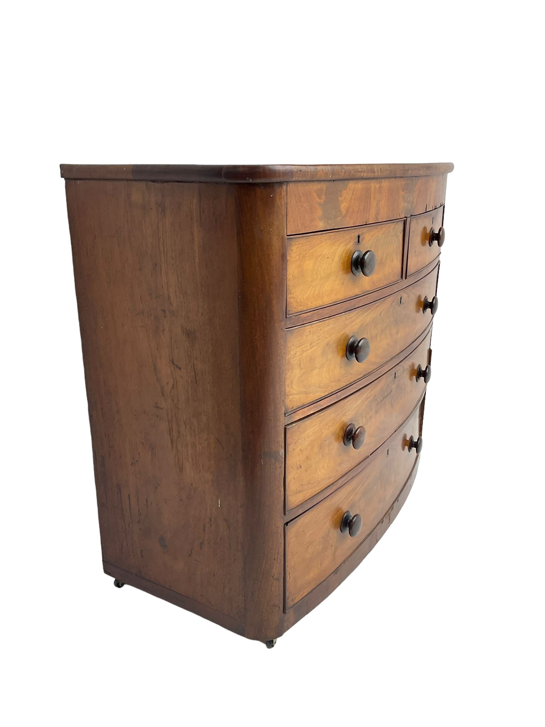 Late 19th century mahogany bow front chest - Image 2 of 7