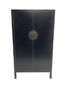 Chinese design black lacquered wardrobe