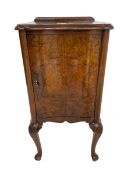 Early to mid-20th century burr walnut bedside cabinet