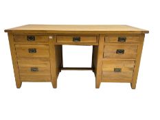 Light oak twin pedestal desk