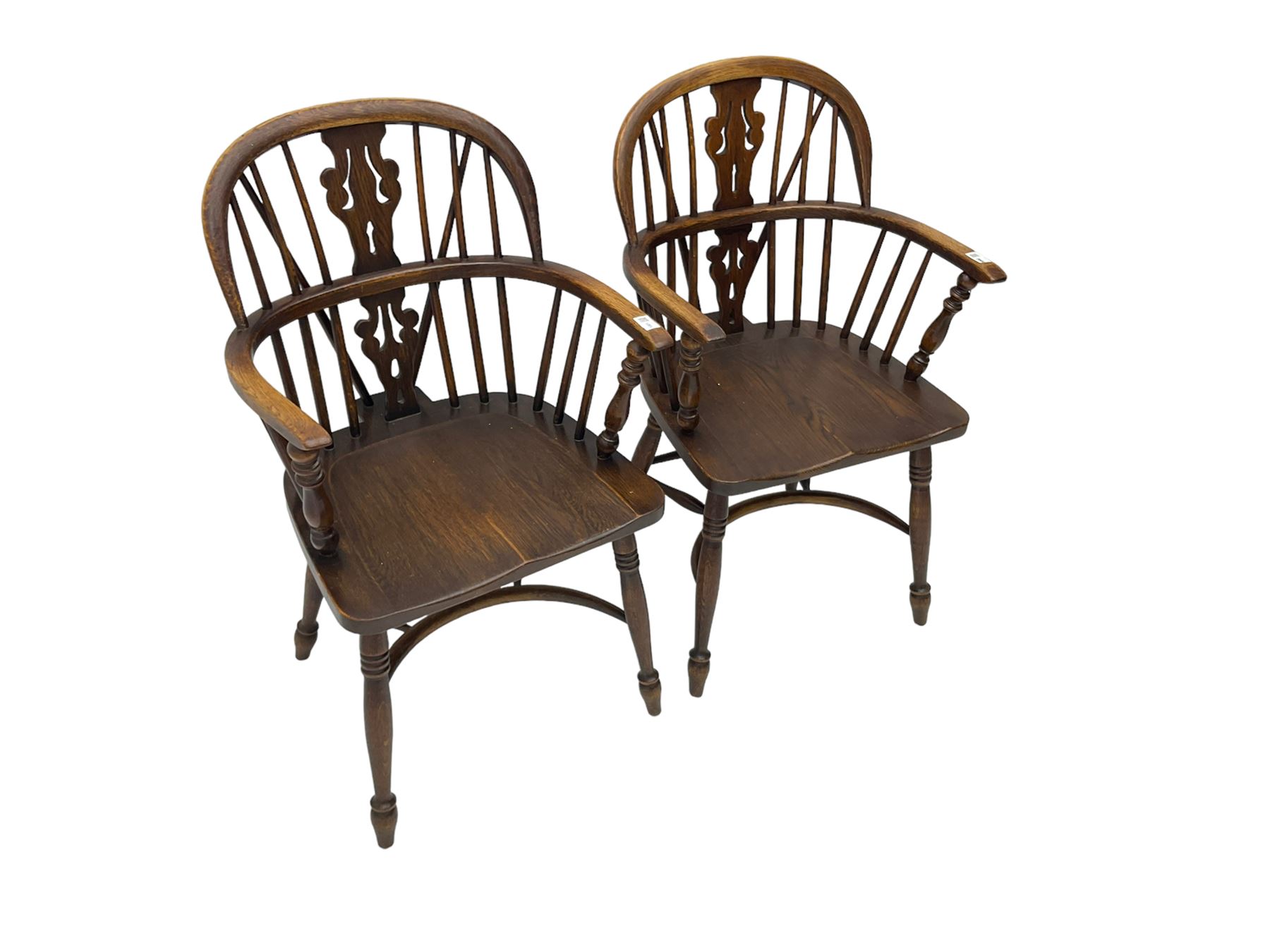 Pair late 20th century oak Windsor elbow chairs - Image 6 of 6