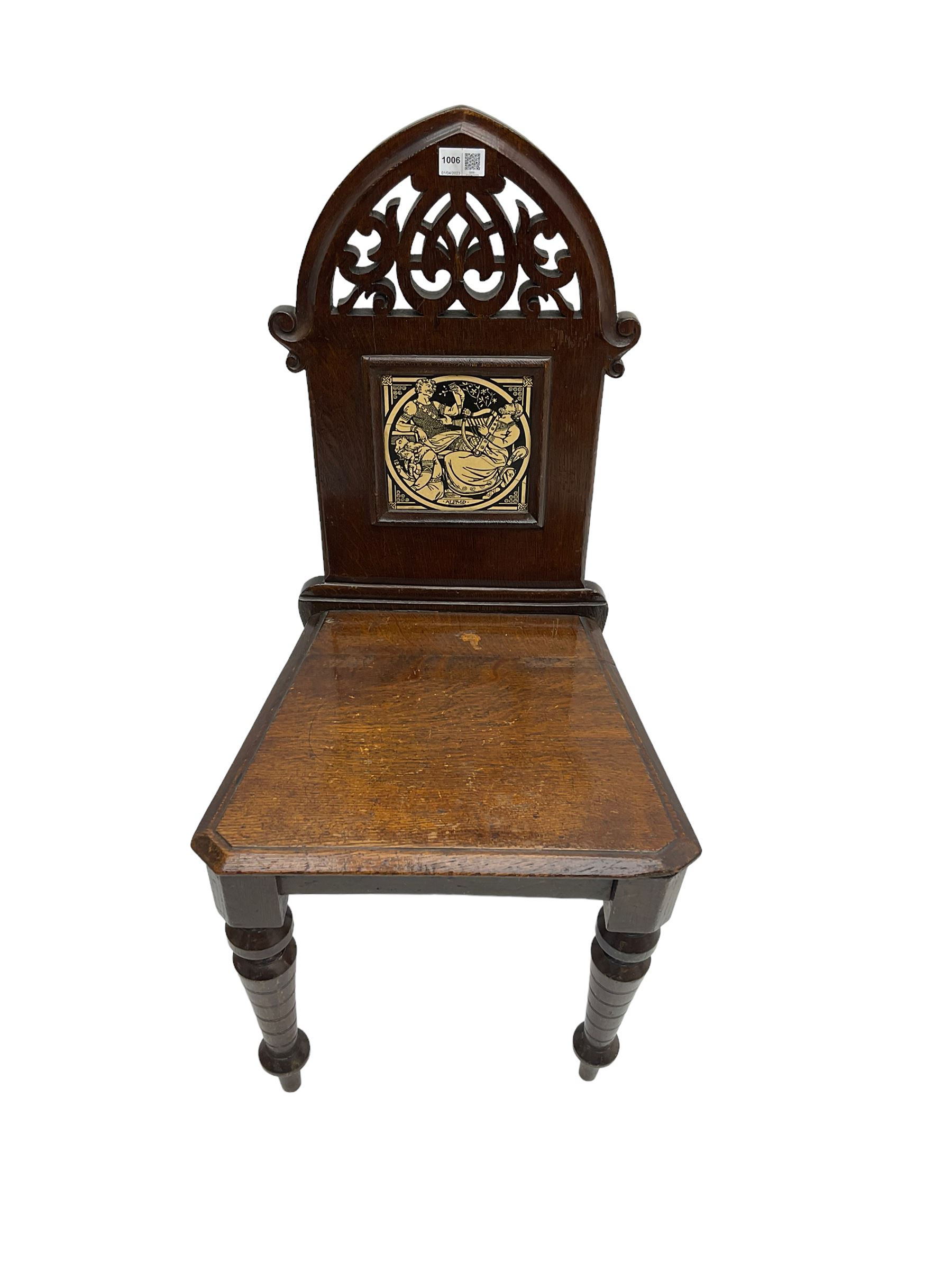 19th century oak hall chair - Image 2 of 6