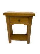 Solid light oak side table