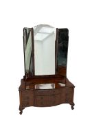 Early to mid-20th century burr walnut low dressing table