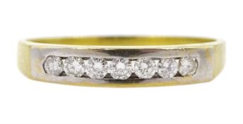 18ct gold channel set seven stone round brilliant cut diamond ring