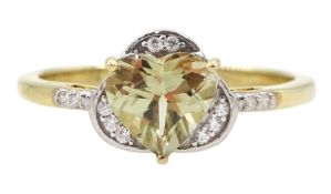 9ct gold heart shaped csarite and white zircon ring