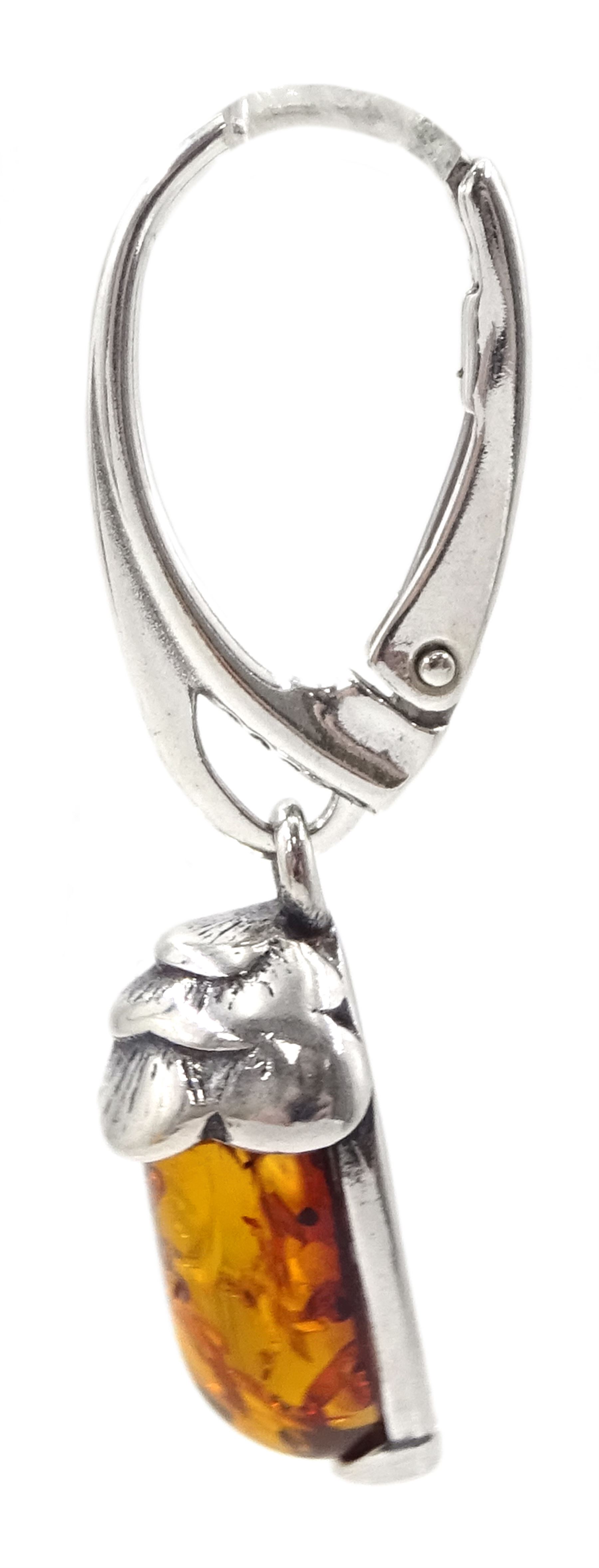 Pair of silver Baltic amber acorn pendant earrings - Image 2 of 2